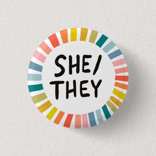 Pronouns Rainbow Soft Circle Rings Button (Vorderseite)