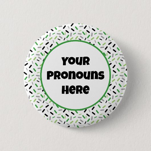 PRONOUNS Rainbow Sprinkles Aromantic Pride Flag Button (Vorderseite)