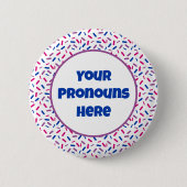 PRONOUNS: Rainbow Sprinkles Bisexuelles Pride Flag Button (Vorderseite)