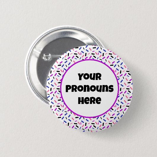 PRONOUNS Rainbow Sprinkles GenderFluid Pride Flag Button (Vorne & Hinten)