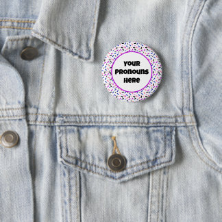PRONOUNS Rainbow Sprinkles GenderFluid Pride Flag Button