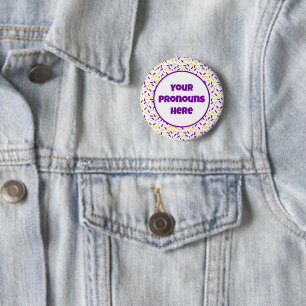 PRONOUNS Rainbow Sprinkles Intersex Pride Flag Button