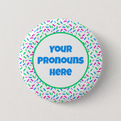 PRONOUNS Rainbow Sprinkles Polysexual Pride Flag Button (Vorderseite)