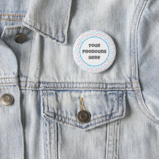 PRONOUNS: Rainbow Sprinkles Transgender Pride Flag Button (Beispiel)