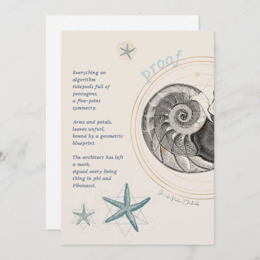 Proof seashell nautilus fibonacci Design Dankeskarte (Vorne/Hinten)