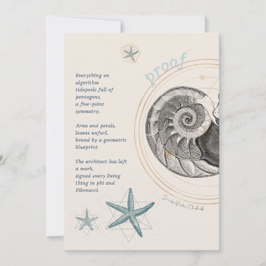 Proof seashell nautilus fibonacci Design Poster Dankeskarte (Vorderseite)