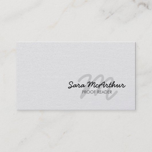 Proofreader Cursive Monogram Business Card Visitenkarte (Vorderseite)
