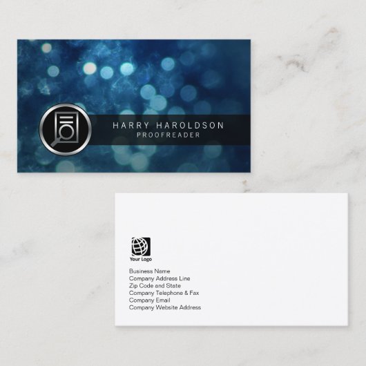 Proofreader Fett Papier Glas Icon Publishing Visitenkarte (Vorne/Hinten)