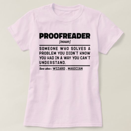 Proofreader Noun Funny Grammar Examiner Geek T-Shirt (Design vorne)