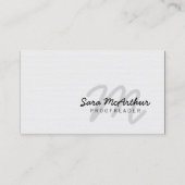 Proofreader Print Publishing Cursive Monogram Visitenkarte (Vorderseite)