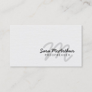 Proofreader Print Publishing Cursive Monogram Visitenkarte