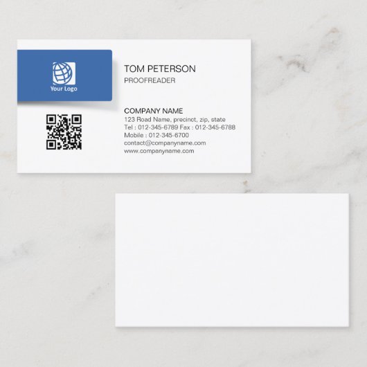 Proofreader Print Publishing QR Code Visitenkarte (Vorne/Hinten)
