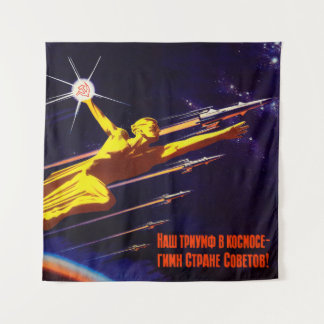 Propaganda für das sowjetische Weltraumposter Wandteppich