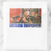 Propaganda für nordkoreanische Soldaten Rechteckiger Aufkleber (Tasche)