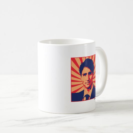 Propaganda-Plakat Justin Trudeau - .png Kaffeetasse (VorderseiteRechts)