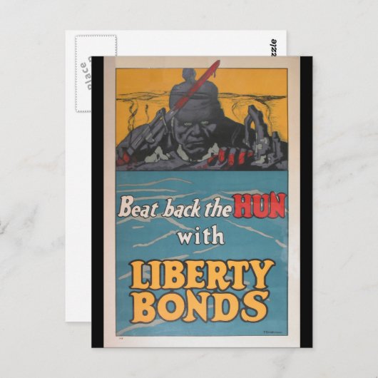 Propaganda Poster "Beat Back the Hun" Erster Weltk Postkarte (Vorne/Hinten)