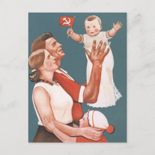 Propaganda-Poster der sowjetischen Familie Postkarte