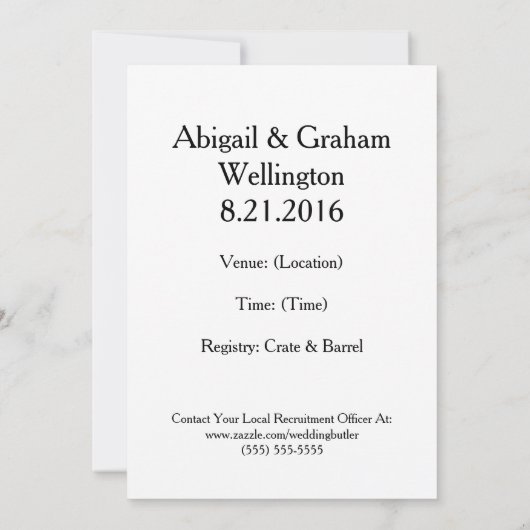 Propaganda Themed Trauzeuge Einladung (Rückseite)