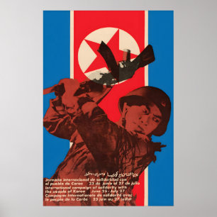 Propagandaplakat Kuba Solidarität mit Nordkorea Poster