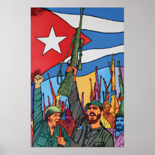 Propagandaposter Kuba Zehn Jahre Revolution Poster