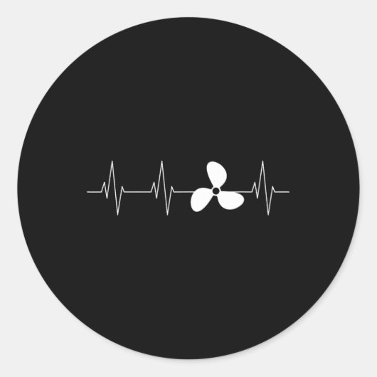 Propellerboot Propeller Heartbeat Runder Aufkleber (Vorderseite)