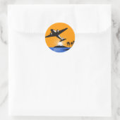 Propellerflugzeug Flugzeug Luftfahrzeug fliegend F Runder Aufkleber (Tasche)