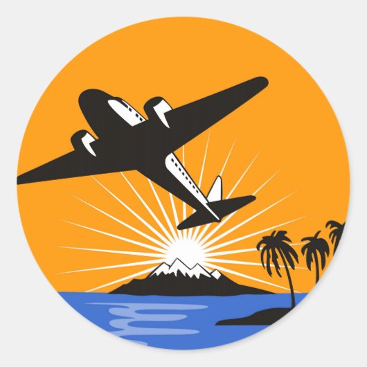 Propellerflugzeug Flugzeug Luftfahrzeug fliegend F Runder Aufkleber (Vorderseite)
