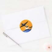 Propellerflugzeug Flugzeug Luftfahrzeug fliegend F Runder Aufkleber (Umschlag)