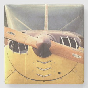 Propellerflugzeug-Gelbe Flugzeuge Steinuntersetzer
