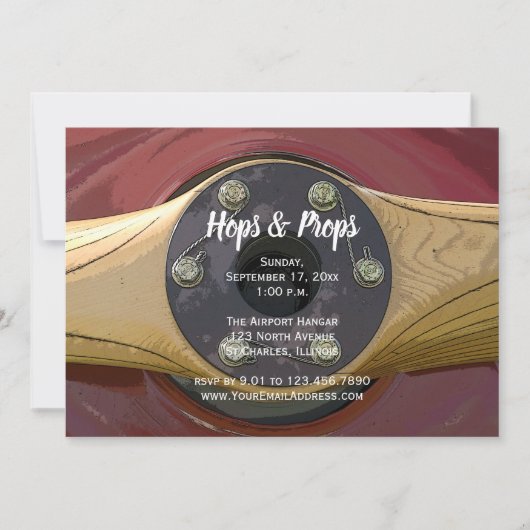 Propellerhops und Propeller Hangar-Party Einladung (Vorderseite)