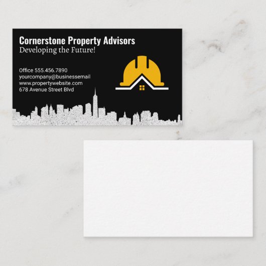 Property Development | City Skyline | Construction Visitenkarte (Vorne/Hinten)