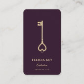 Property Manager Luxus Lila Gold Key Realtor Visitenkarte (Vorderseite)
