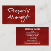 Property Manager Red Business Card Visitenkarte (Vorne/Hinten)