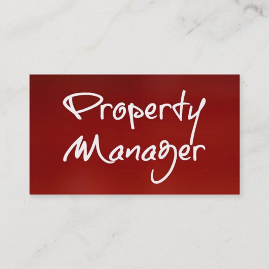 Property Manager Red Business Card Visitenkarte (Vorderseite)