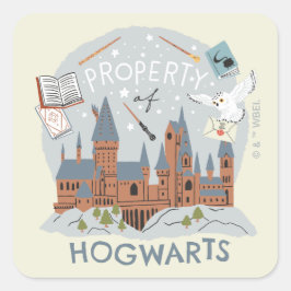 Property of Hogwarts Cartoon Graphic Quadratischer Aufkleber