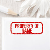 "Property of" Name personalisierte Aufkleber (Insitu)