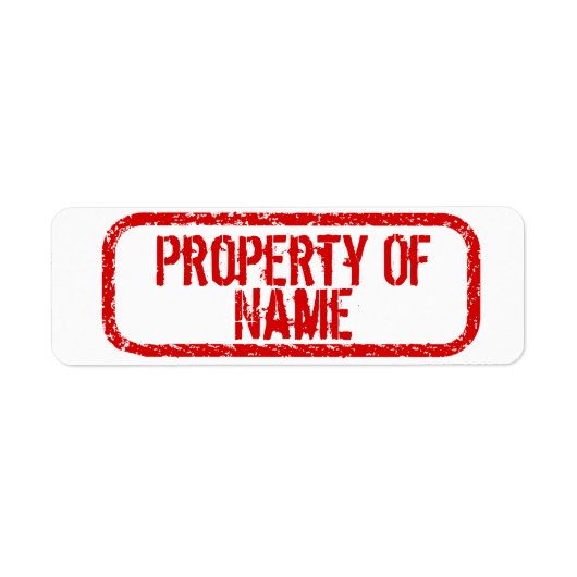 "Property of" Name personalisierte Aufkleber (Vorne)