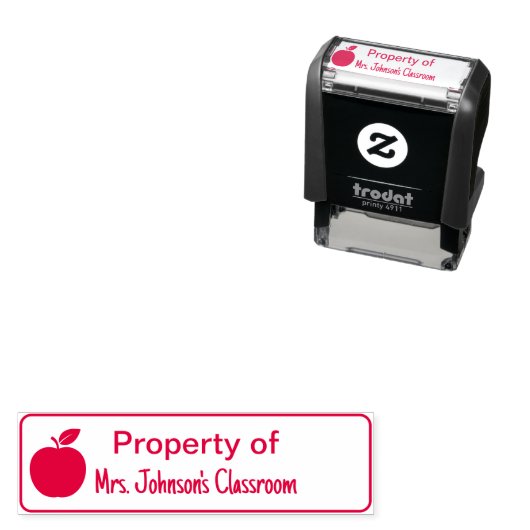 Property of Teacher's Name Classroom with Apple Permastempel (Beispiel)