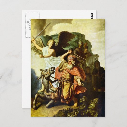 Prophet Balaam and the Donkey by Rembrandt Postkarte (Vorne/Hinten)