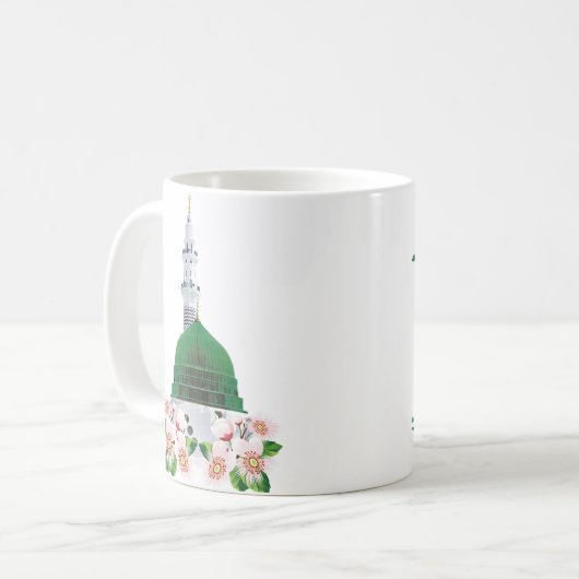 Prophet Moschee Grüne Kuppel Kaffeetasse (Vorderseite Links)