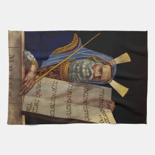 Prophet Mose mit den Tabletten des Gesetzes Geschirrtuch (Horizontal)