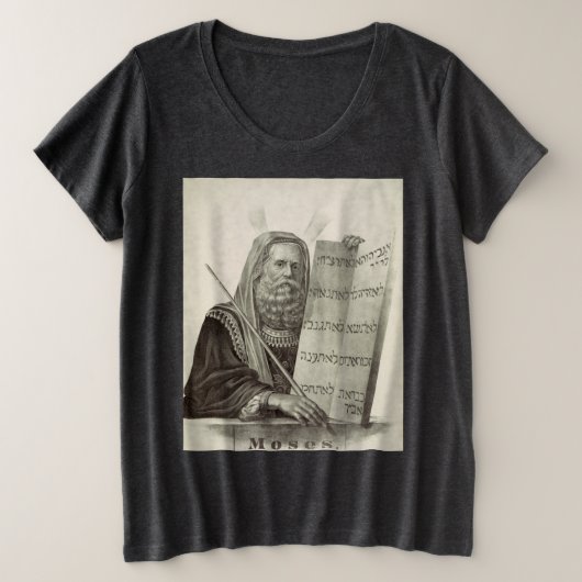 Prophet Mose mit den Tabletten des Gesetzes Große Größe T-Shirt (Design vorne)