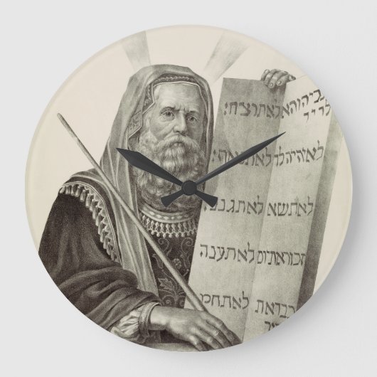 Prophet Mose mit den Tabletten des Gesetzes Große Wanduhr (Vorderseite)