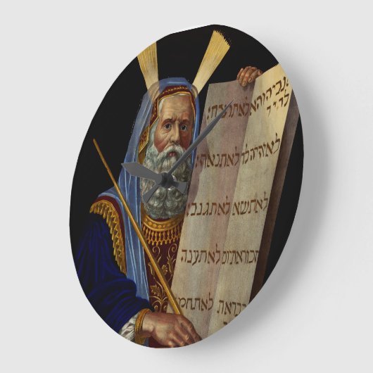 Prophet Mose mit den Tabletten des Gesetzes Große Wanduhr (Winkel)