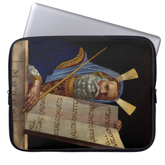 Prophet Mose mit den Tabletten des Gesetzes Laptopschutzhülle (Vorderseite)
