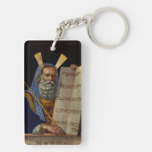 Prophet Mose mit den Tabletten des Gesetzes Schlüsselanhänger (Rückseite)