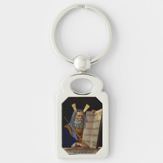 Prophet Mose mit den Tabletten des Gesetzes Schlüsselanhänger (Vorderseite)