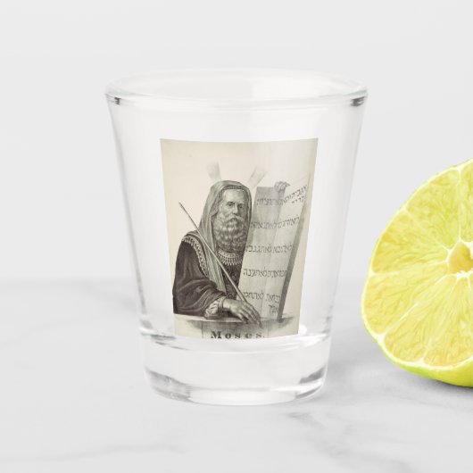 Prophet Mose mit den Tabletten des Gesetzes Schnapsglas (Vorderseite)