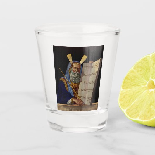 Prophet Mose mit den Tabletten des Gesetzes Schnapsglas (Vorderseite)