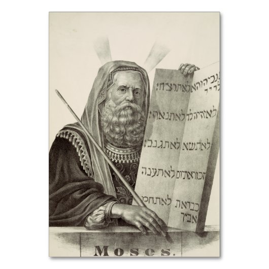 Prophet Mose mit den Tabletten des Gesetzes Tischnummer (Vorderseite)